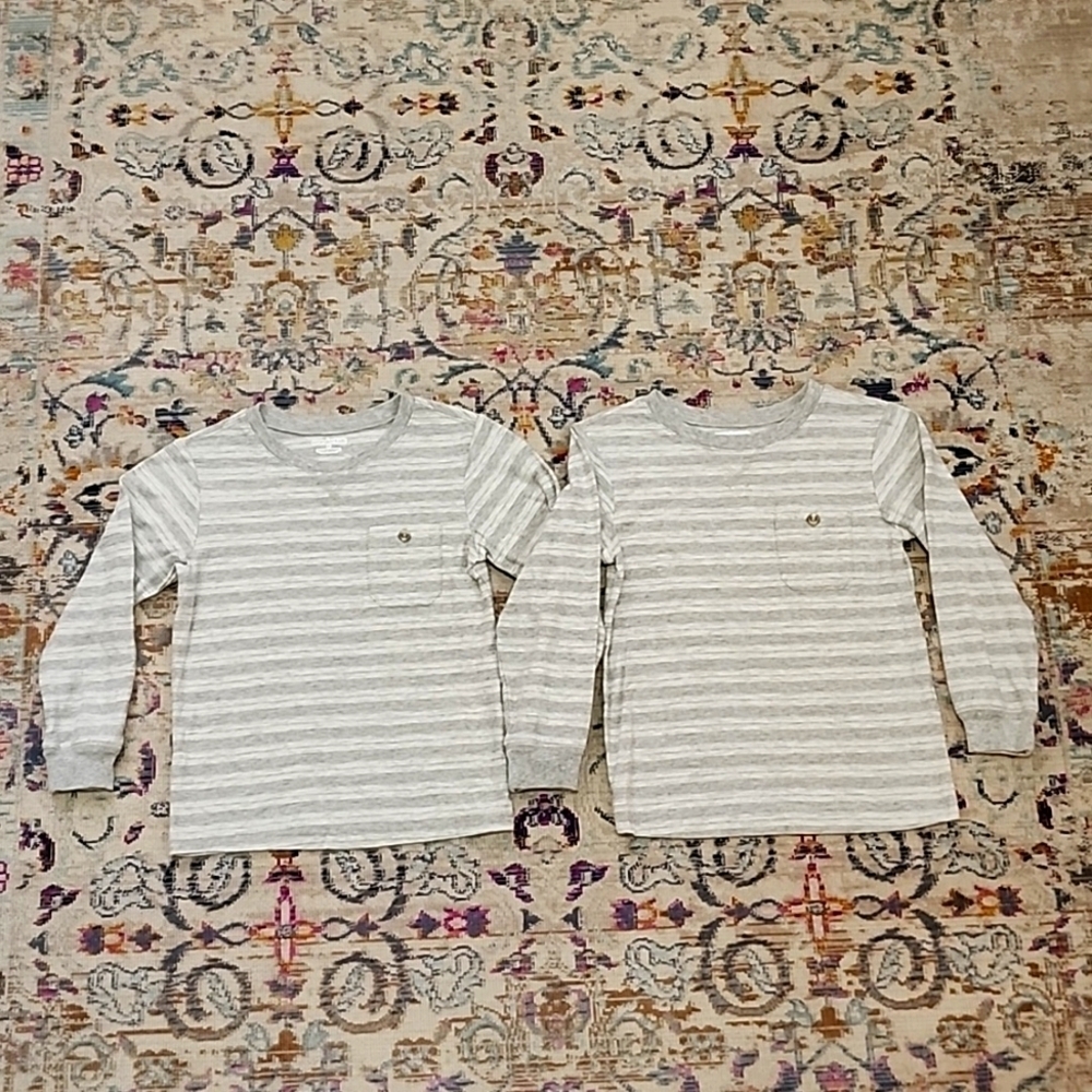 WonderKids Gray Striped Henley Long Sleeve Shirt Boys Size 5T (Per Shirt) - Picture 3 of 8